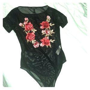 Gorgeous Black rose bodysuit